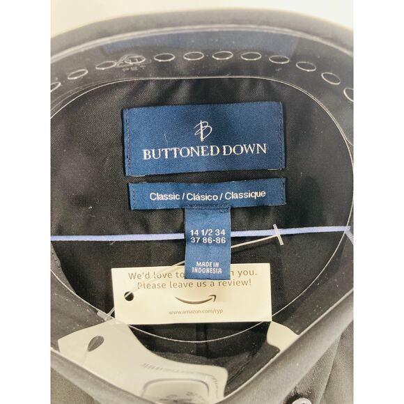 NWT Buttoned Down Black Classic Long Sleeve Button Down Shirt Men's Size 14.5 34 - Picture 5 of 6